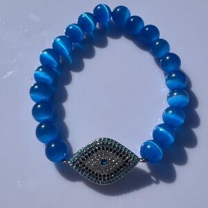 Blue Evil Eye Beaded Bracelet